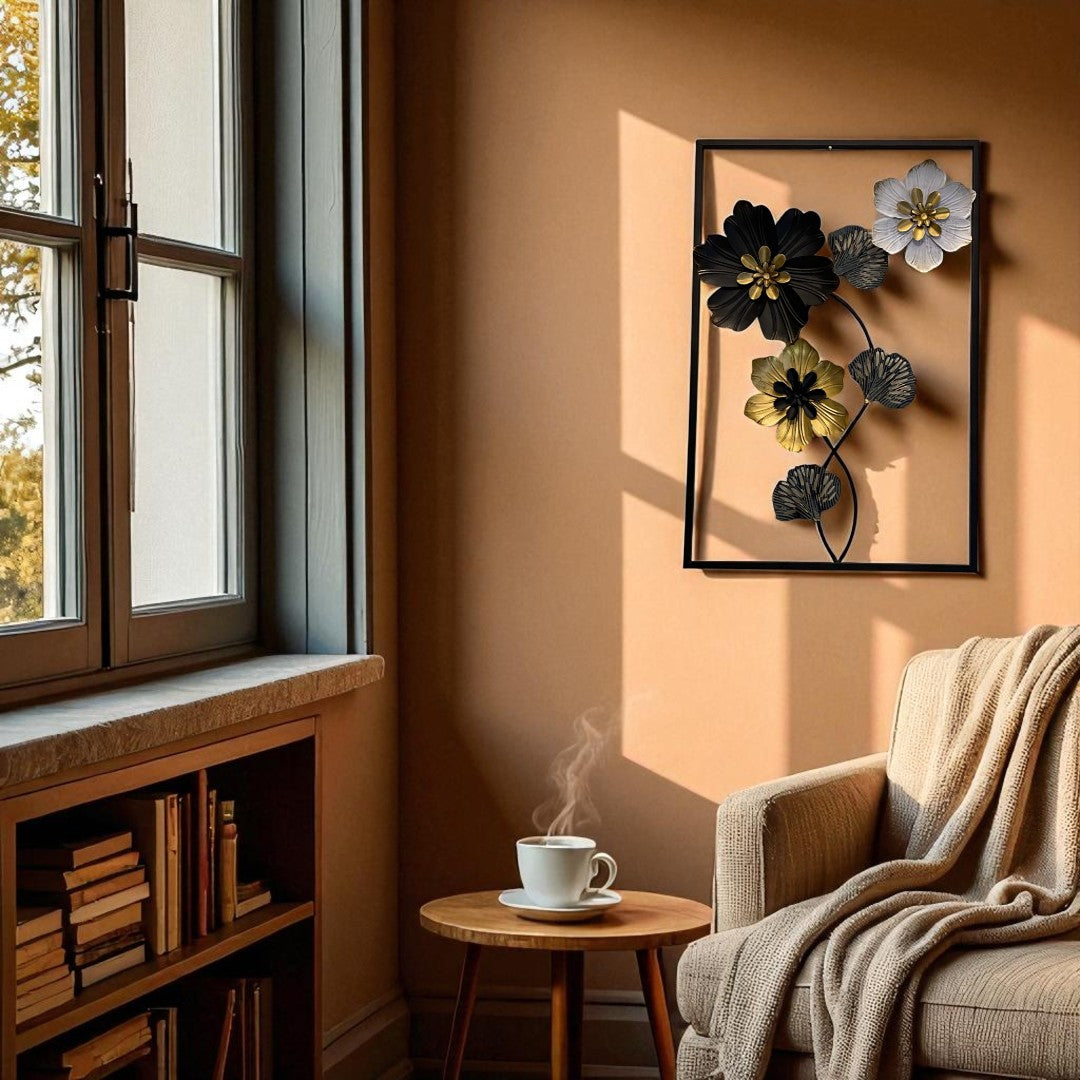 Midnight Bloom Black & Gold Floral Wall Art