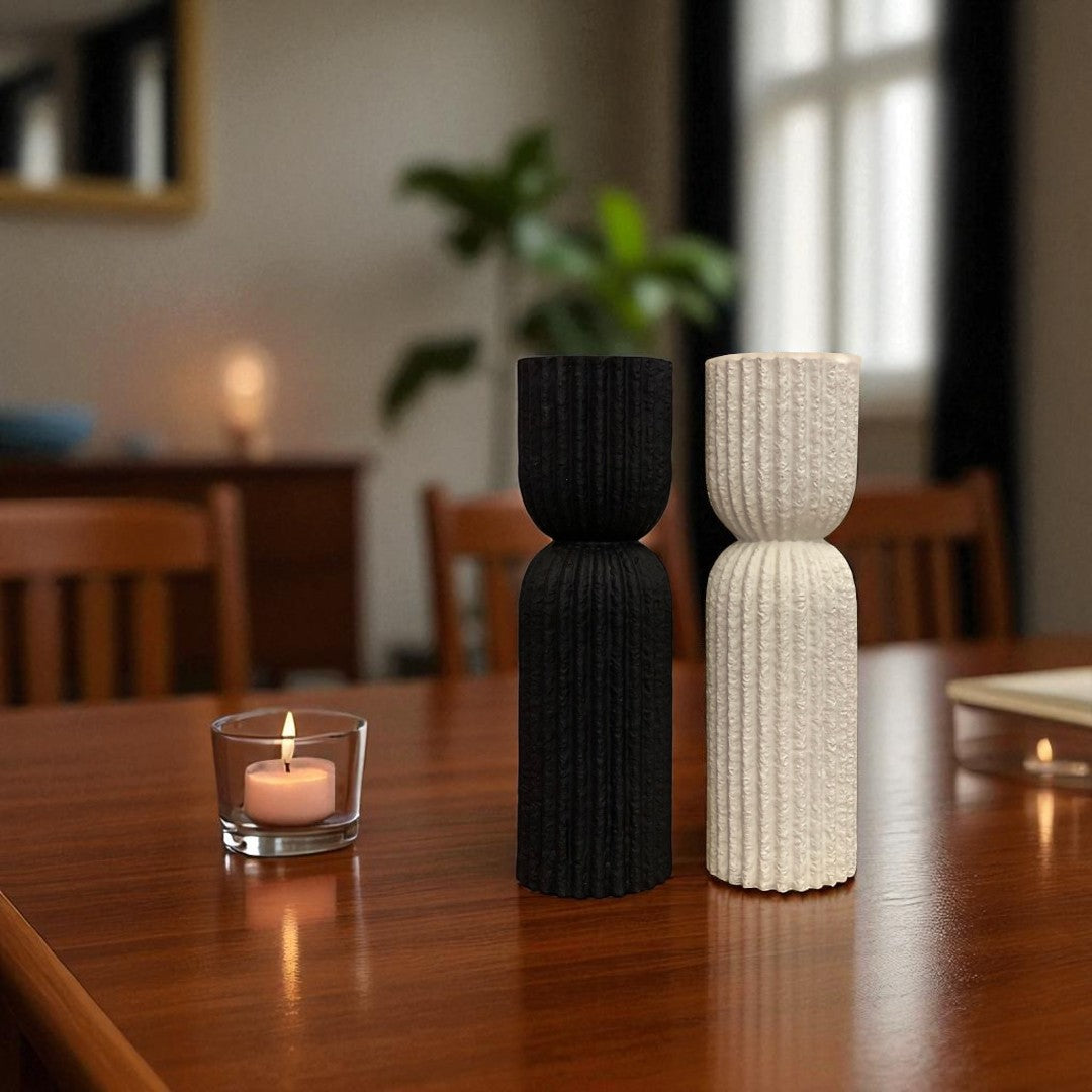 Monochrome Minimalist Textured Candle Holders